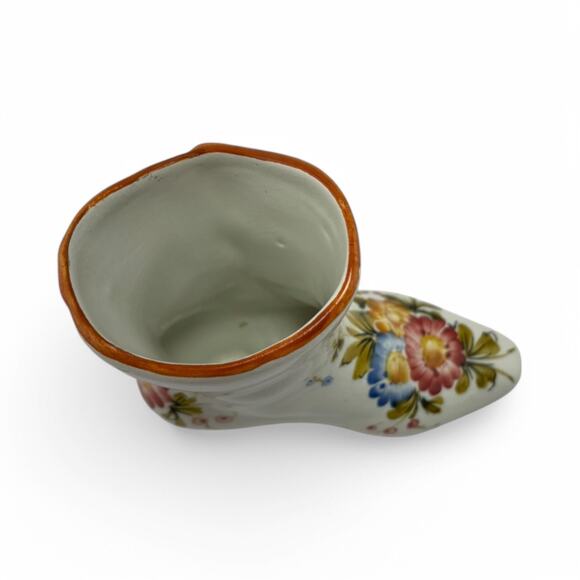 Vintage Bassano Italy Hand-Painted Ceramic Boot Vase – Floral Faience Pottery - Picture 14 of 16